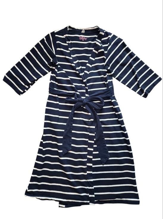 Baby Be Mine Other - Baby Be Mine Navy and White Striped Robe with Tie Waist